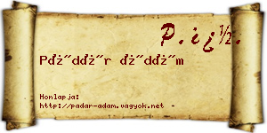 Pádár Ádám névjegykártya